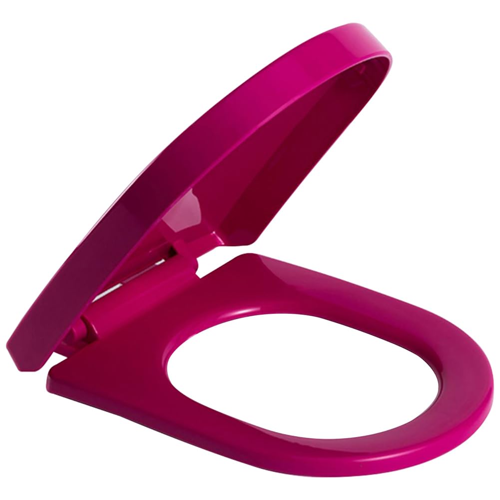 Ldhsjh Fuchsia Elongated D-Shape Toilet Seat Mute Soft Close Quick Release Easy Clean Simple Fixing Adjustable Hinges Durable Loo Lid Mute, Elongated, Toilet, Quick, Shape, Soft, Seat, Close