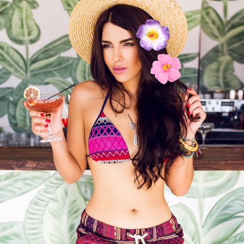 QFGasre 6 Stück Hawaii Haarspange Blume Haarklammer Haarspangen, Plumeria-Hibiskus-Haarspange Blumenclips süße Sommer-Tropenblumen Haar-Accessoires für Urlaub Strandparty