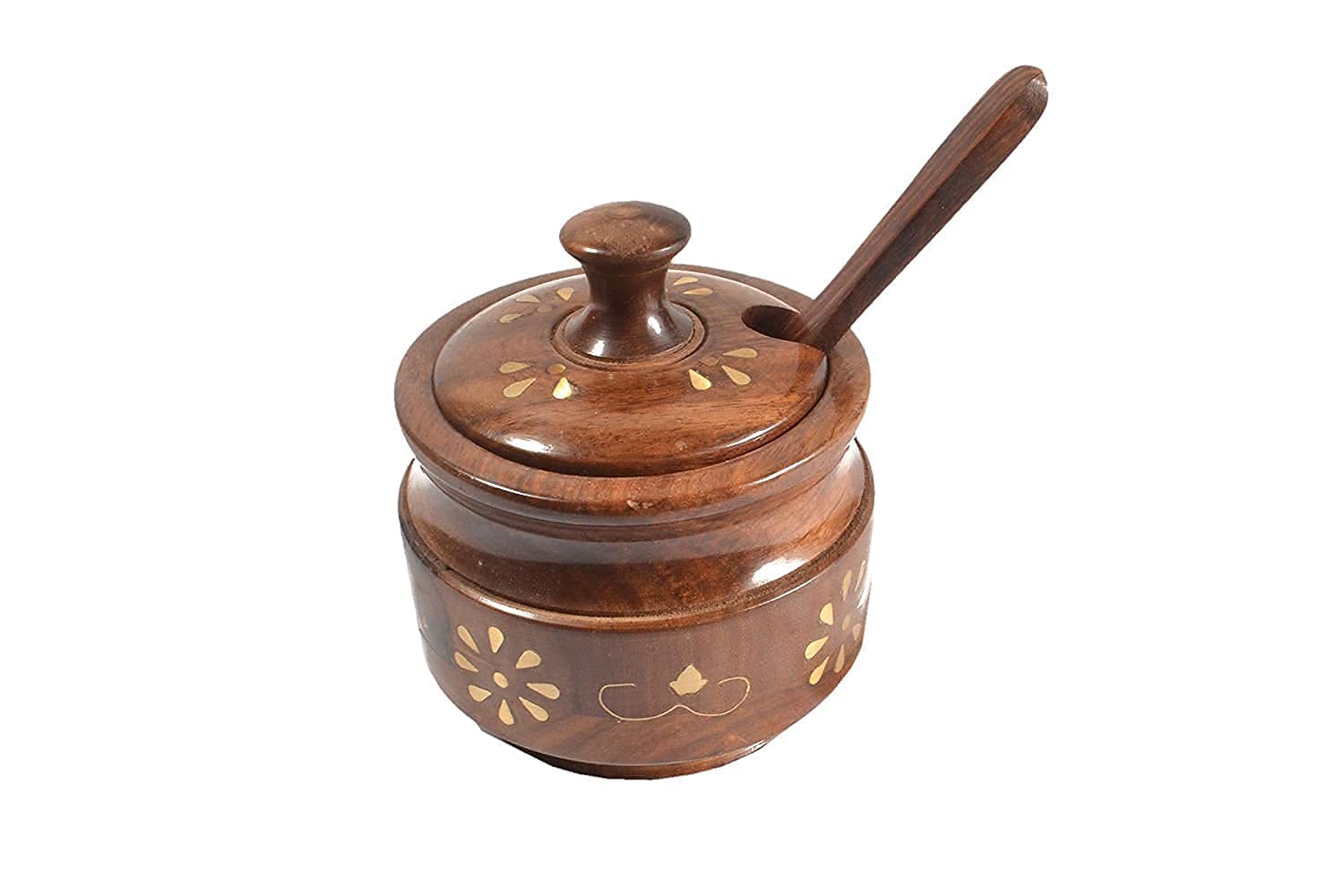 Wooden Sugar Pot & Spice Jar with Spoon -1