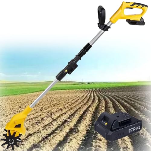 ylpddmm 20V 250 RPM, cultivador con batería de 10 cm de Profundidad de arado y 10 cm de Ancho de arado,Rotavator eléctrico pequeño, cultivador de jardín, cultivador de Mano eléctrico inalámbrico
