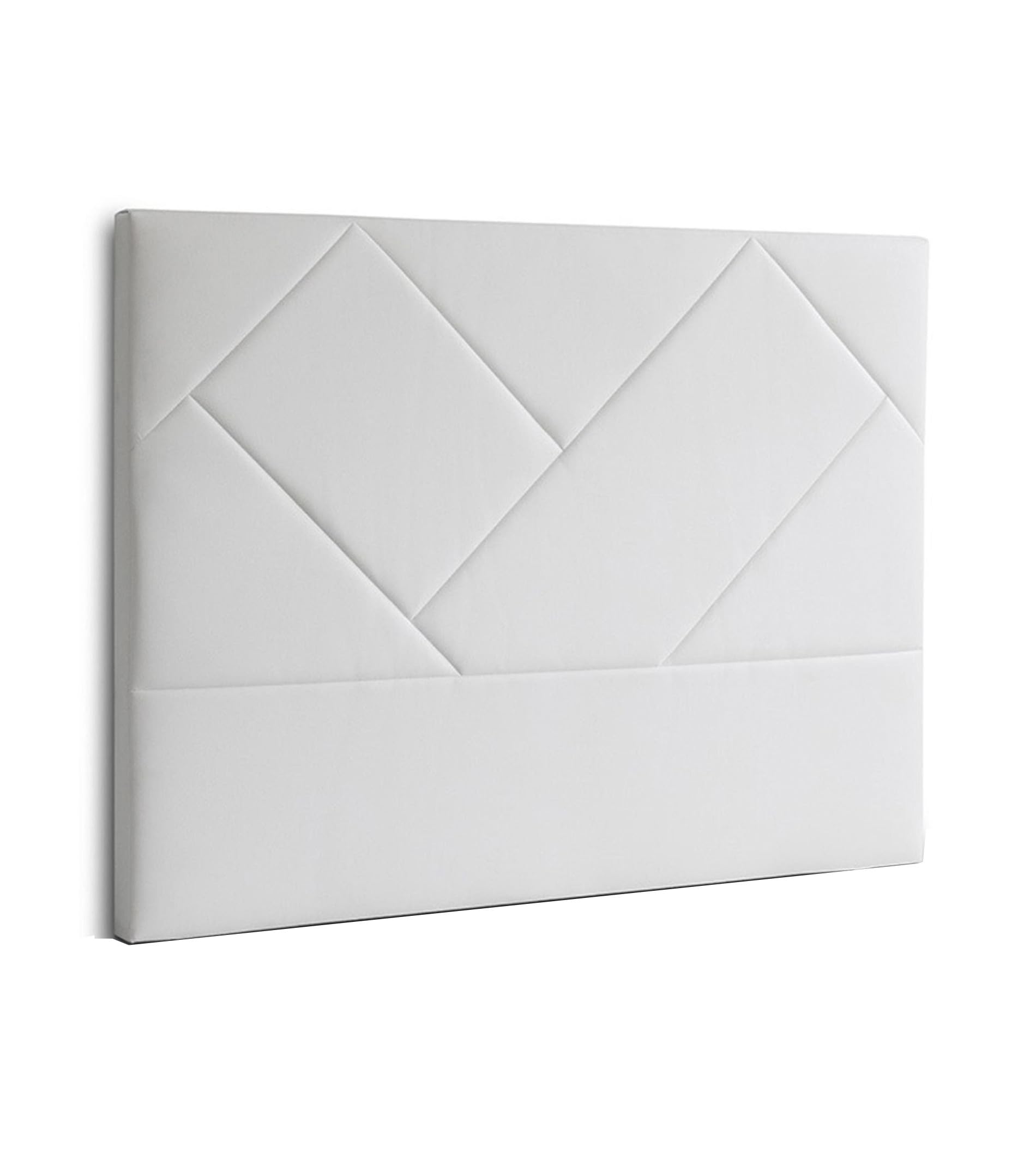 Cabecero Eupa – Tapizado en Polipiel Color Blanco con Diseño Asimétrico y Acolchado Suave, Estilo Moderno para Dormitorio de Matrimonio 150x6x120 cm