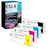 Junnchee ESL4 Ink 220ml Compatible for Roland Eco-Sol MAX2 MAX 2 Ink ESL4-BK ESL4-CY ESL4-MG ESL4-YE Cartridge for RF-640 VS-300i VS-540i VS-640i XF-640 XR-640 Printer (Black Cyan Magenta Yellow)