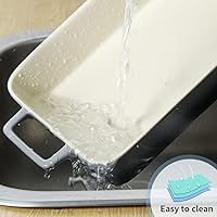 Vista 6 de KOOV Juego de utensilios para hornear, platos de cerámica para hornear, moldes rectangulares para cocinar, cena de pasteles, cocina, banquetes y uso