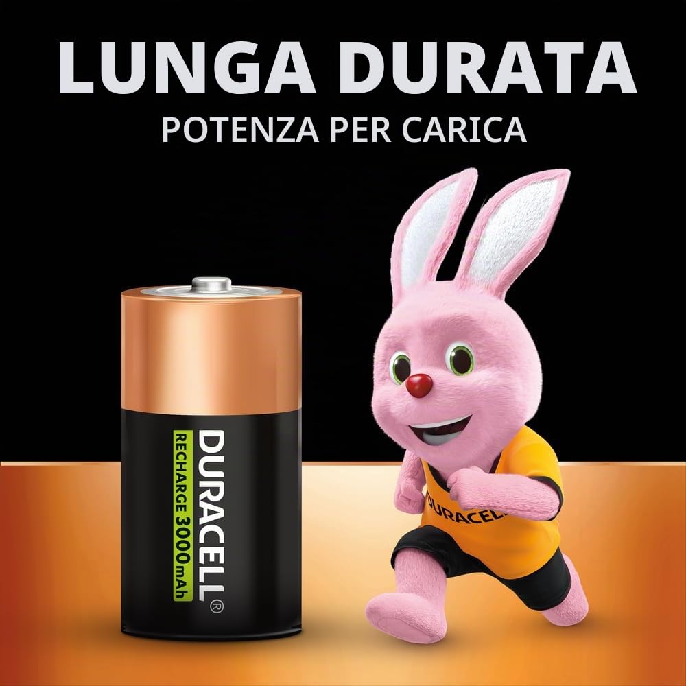 6X Duracell D Ricaricabili 3000 mAh (3 Blister Da 2 Batterie) 6 Pile