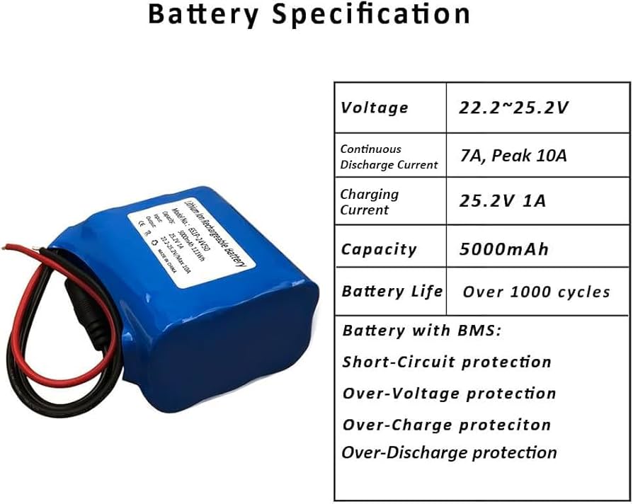 Amazon.com: Seasider 24V 5Ah Rechargeable Li-ion Battery