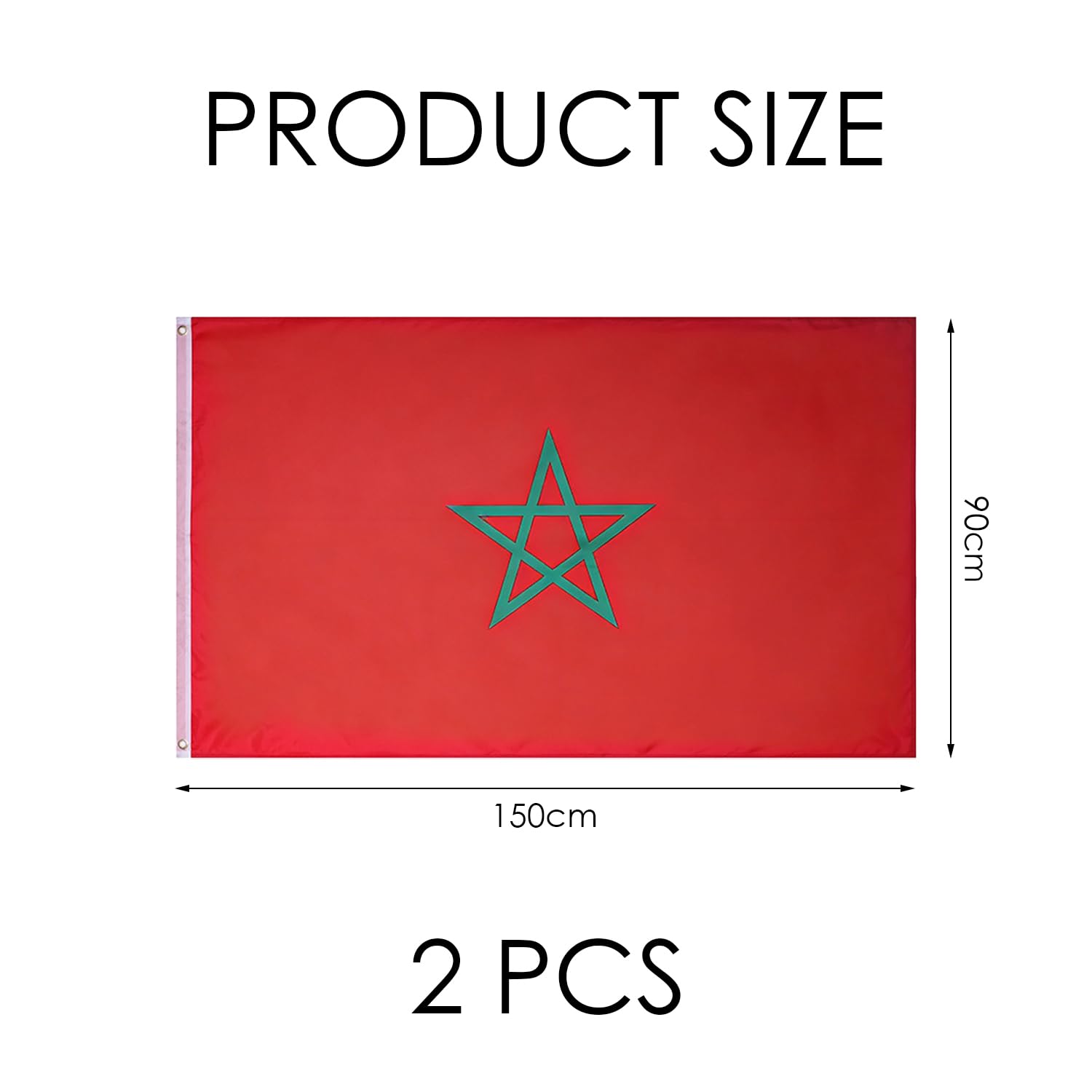 2 Bandiere Nazionali Marocchine, 90X150Cm Grandi Bandiere Nazionali, Decorazioni per Feste, Adatte per Appendere All'Aperto E al Chiuso.