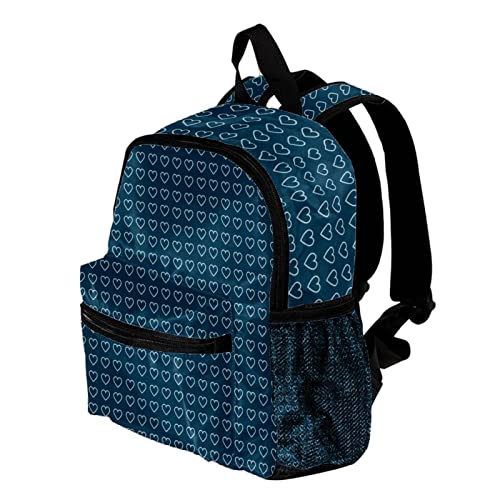 Sac à dos enfants bleu à cœurs 30 cm pour petits - 3