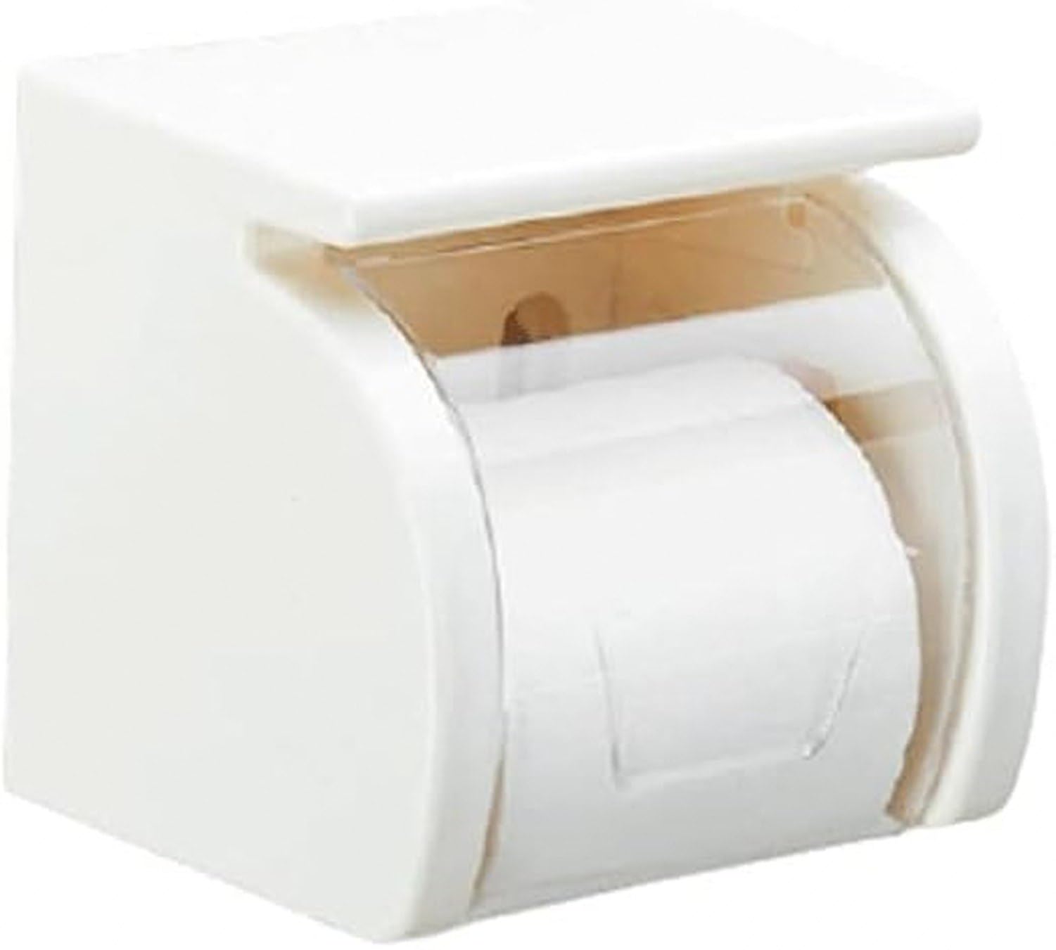 Portarrollos de Papel higiénico de Pared ABS plástico Impermeable sin perforación dispensador de Rollo con Estante de Almacenamiento diseño Elegante para baño c, White