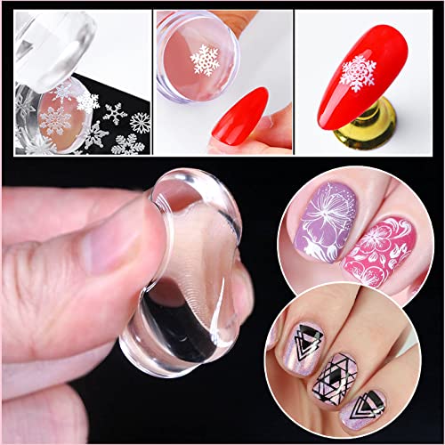 French Tip Nail Stamp Double Sided Clear Nail Art Stamper Jelly With Scraper,Soft Silicone Stamper Clear Silicone Stamping #TOP3
