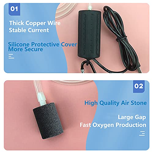 Mini Pompa Aria acquario Usb Pompa Ad Aria Per Acquario Ultra Silent Ossigenatore Per Acquario 1W Pompa Aria Acquario Con Air Stone e Tubo in Silicone a Uscita Singola - Image 4