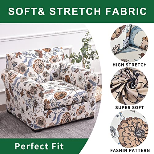 Gostady 2 Piece Chair Covers Printed Sofa Slipcover Soft Sofa Covers Couch Covers With Individual Cushion Covers Armchair Furniture Protector With Elastic Bottom For Living Room (S 10) #TOP2
