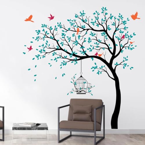 Image of Rawpockets Blue Tree with Birds and Cage