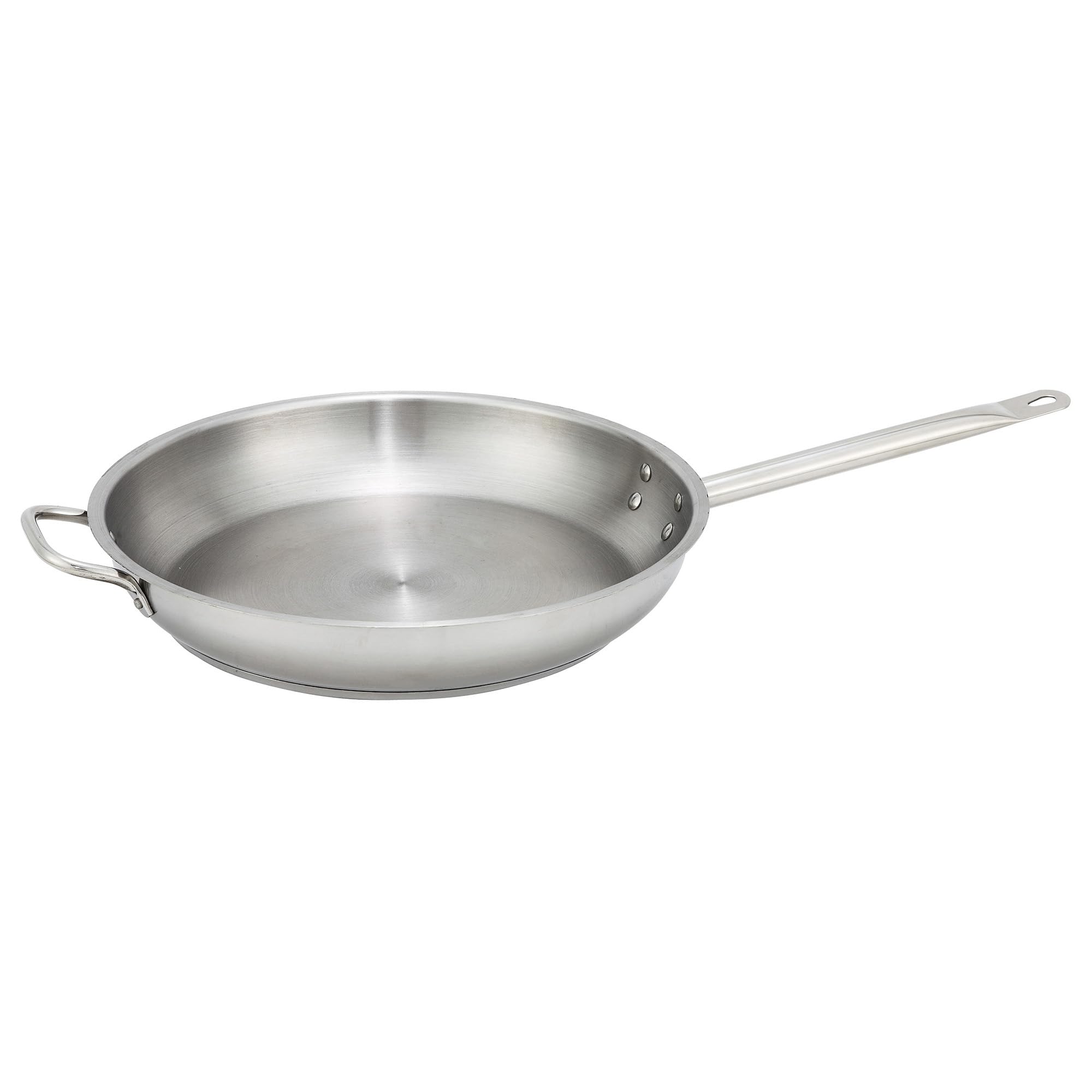 Winco Commercial-Grade Stainless Steel Fry Pan with Helper Handle, Natural Finish, 12"
