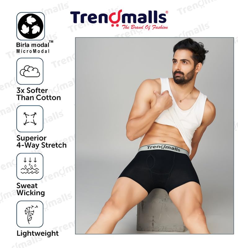 Image of TRENDMALLS Men's Birla Micromodal Regular Fit Solid Men Underwear Boxer with No Marks Waistband