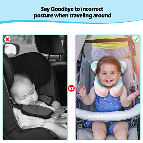 Image of KAKIBLIN Baby Travel Pillow, Upgraded Baby Neck Pillows for Car Seat, Infant Neck Support Pillow for Head and Neck,Newborn Head Support for Car Seat,Pushchair