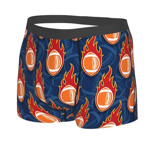 American Football And Fire Flames Mens Boxer Briefs Poly Spandex Boxer Briefs Underwear-2