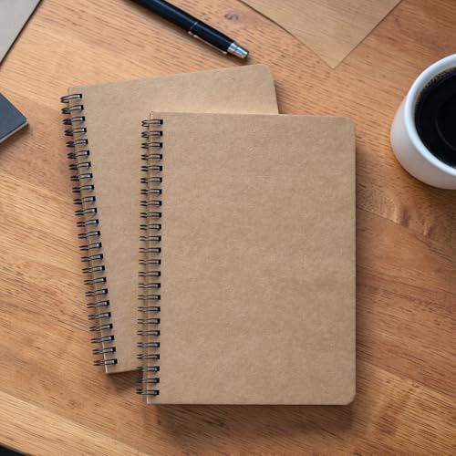 Image of INNAXA A5 Grid Notebook - (Pack of 2) Eco-Friendly Brown Kraft Cover Journals, 100 GSM Premium Thick White Paper, 50 Sheets /100 Pages Each, Square Graph Paper for Architecture, Designing & Bullet Journaling
