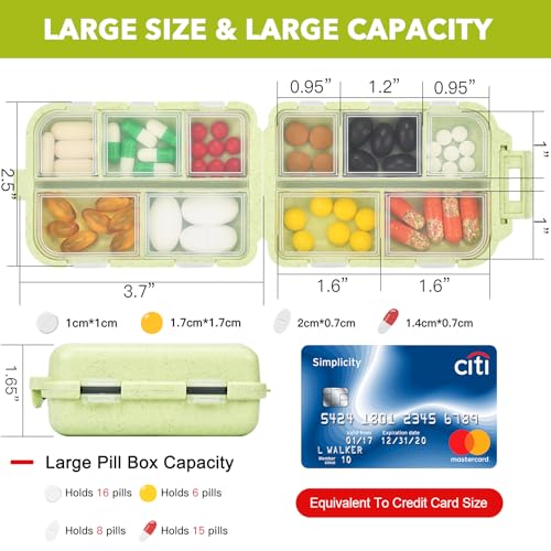 Image of Large Travel Pill Organizer with 189 Labels, Travel Pill Box Pill Case with Labels 7 Day Travel Medicine Organizer Purse Accessories (Yellow, 1 Pack)