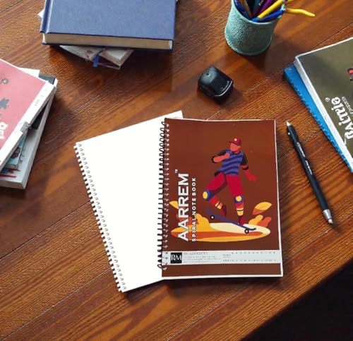 Image of A4 Spiral Notebook Set, 5 Pack, 200 Pages Each, White Ring Binding, Plain /Unruled, 70 GSM Chlorine-Free Paper, 200 Total Pages