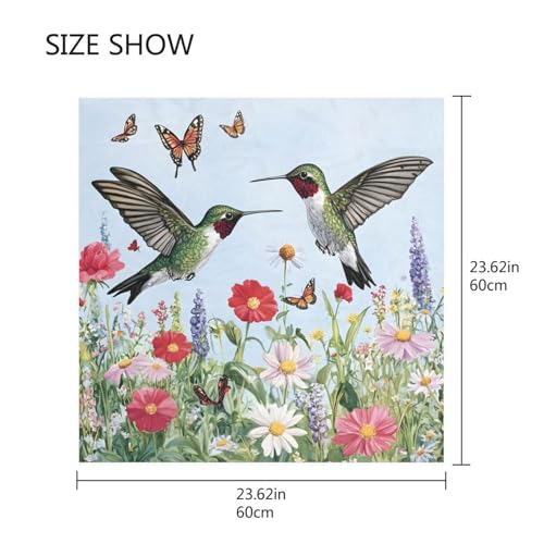 Hummingbirds Silk Like Head Scarf for Women,Soft Fashion Neck Scarf Square Satin Head Scarf 23.6 Inches2