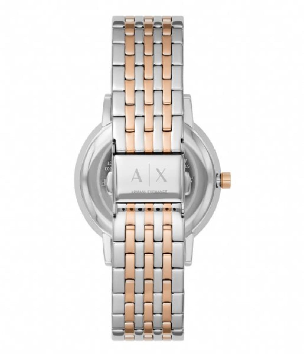 Armani Exchange Orologio da Donna, Quartz 3 Pointer con Braccialetto AX5580, Argento e oro rosa