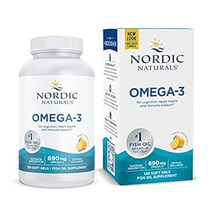 Nordic Naturals Omega-3, Lemon Flavor – 120 Soft Gels – 690 mg Omega-3 – Fish Oil – EPA & DHA – Immune Support, Brain & Heart Health, Optimal Wellness – Non-GMO – 60 Servings