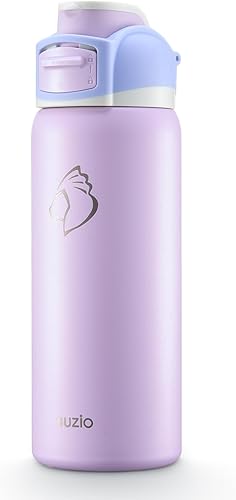 Miniatura 9 de BUZIO Botella de agua aislada de 32 onzas, de acero inoxidable con tapa para chug, tapa de bloqueo a prueba de fugas, asa de transporte, boca ancha,