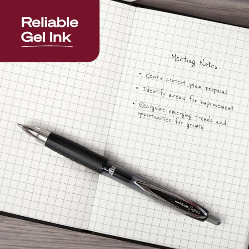 Image of uniball 207 Gel Pens, Black Ink, 0.7mm Medium Point, Retractable, 12 Count, Smooth Writing, Fraud-Resistant, uni Super Ink