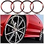 Xotic Tech Aluminum Wheel Hub Surrounding Ring Cover Trim, Red Sport Racing Style, Compatible with Audi A3 A4 A5 Q3 Q5 Q7 TT Quattro or BMW E36 E46 E90 E92 F30 F31 F34 F80, 4pcs 63mm Center Caps