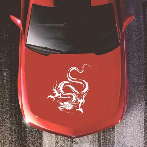 Image of Dragon Graphic Car Hood Sticker Self-Adhesive Vinyl Graphics Decals 19.69'' x 14.57'', White