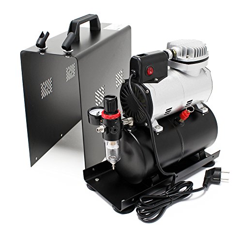 Wiltec airbrush compressor AF186A met luchttank en 1 cilinder luchtdruk tot 4 bar met automatische uitschakelfunctie en manometer - Afbeelding 4
