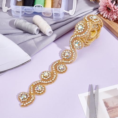 Ruban à strass dorés 0,9m pour customisation de robe et accessoire de mariage