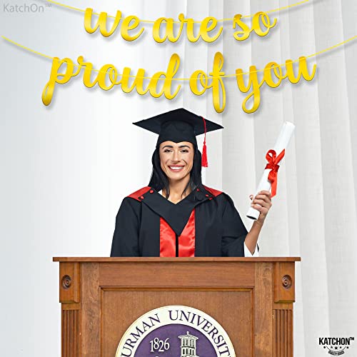 Image of Gradauation Decorations 2026, We are So Proud of You Banner - 10 Feet, No DIY | Gold Grad Banner for 2026 Graduation Decorations | College Graduation Decorations - Katchon