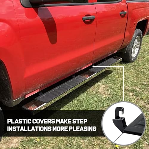 Image of COMNOVA 6 inch Running Boards Compatible with 07-18 Chevy Silverado /GMC Sierra 1500 Crew Cab; 07-19 2500 3500HD. Running Boards for Silverado Crew Cab(Including in 8 Brackets with Plastic Covers)
