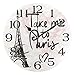 Produktbild linomo Take Me to Paris Wanduhr Eiffelturm Dekor, geräuschlos, nicht tickend, runde Uhr, leise für Küche, Wohnzimmer, Schlafzimmer, Badezimmer, Büro