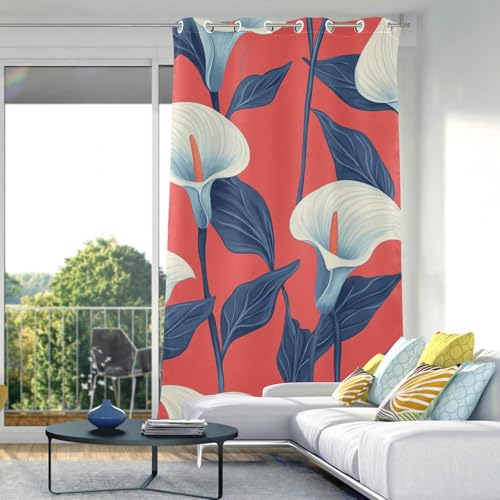 Rideaux occultants isolation thermique à motifs fleurs rouges Lily Calla - 6