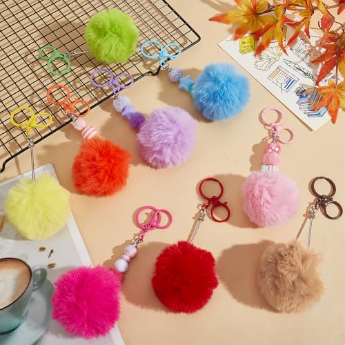 Porte-clés perlés avec pompon AHANDMAKER en lot de 9 pièces multicolores
