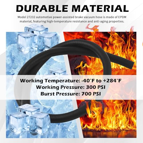 Image of 2PCS 27232 11 /32 inchx36 inch Car Brake Booster Vacuum Hose Kit 300PSI with Clamps,Soft Power Brake Vacuum Lines Automotive as Replacement,Essential Brakes Booster Vacuums Hose Automotive Parts (2PCS)