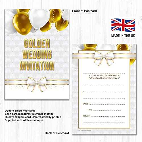 Olivia Samuel 20 x Golden Anniversary Party Invites from A6 Double Sided Cards with Envelopes, brown|yellow|grey|white|beige - Image 2