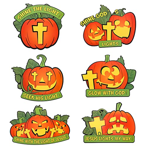 24 Pcs Thanksgiving Pumpkin Cutouts Halloween Jesus Cutouts Decor Thanksgiving Cardboard Door Sign Fall Autumn Wall Religious Holiday Decor for Christian Classroom Bulletin Board Party Favor Supplies