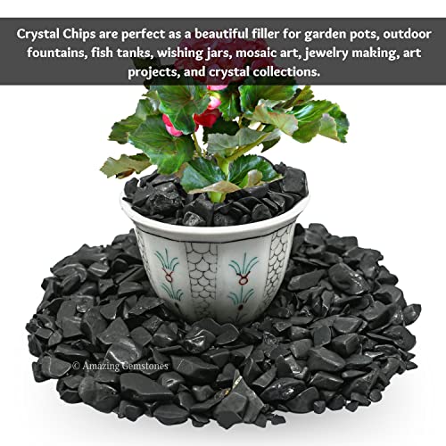 Image of Shungite Crystal Chips Aquarium Gravel Rocks - Bulk Fish Tank Gravel, Small Tumbled Stone and Tiny Crystals for Decoration (Natural AAA Grade Gemstones)
