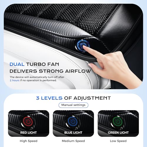 Image of Coverado Cooling Car Seat Cover, Ventilated Seat Cushion for Summer, Cooling Car Seat Pad with Dual Powerful Turbo Fans Universal Fit for Sedan SUV Truck Van, Gray