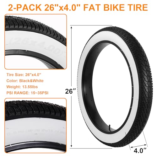 2-Pack 26×4.0 Fat Bike Tire, 26 Inch Mountain Bike Tires &