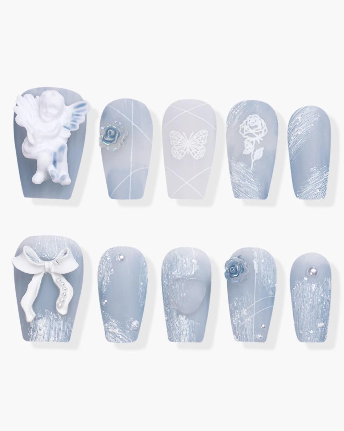 Reusable Artificial Nails for Women & Girls – 24PCS Medium Fake Nails Set with Glue | Long Lasting, Unbreakable Stick On Nails | Press On Nail Kit for DIY Nail Art at Home-image-34
