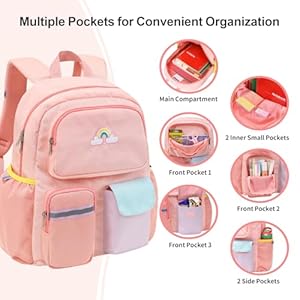 Kids Backpack for Girls - 15 Inch Preschool Kindergarten Bookbag for Children 3 to 8, Lightweight School Bags for 1st 2nd Grade, Kids Travel Backpack with Reflective Stripe, Pink Rainbow Kids Backpack for Girls 15 Inch Preschool Kindergarten Bookbag for Children 3 to 8 Lightweight School Bags for 1st 2nd Grade Kids Travel Backpack with Reflective Stripe Pink Rainbow