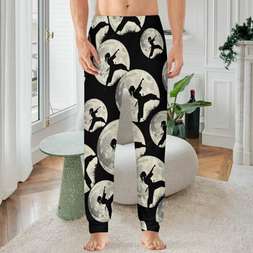 Taekwondo Girl in The Moon Men's Pajamas Pants Lightweight Sleep Lounge Pant Pjs Bottoms Casual Sleepwear2