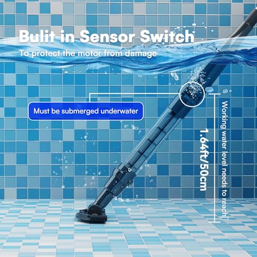 Image of PoolMr Handheld Pool Vacuum for Above Ground Pool & Hot Tub Vacuum, with 2 Brush Heads, 90 Mins Running Time, 13.2 Gallons /Min Powerful Suction, Ideal for Cleaning Debris and Sand Underwater, Black