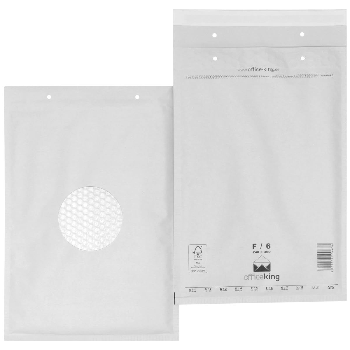 1000 x Luftpolstertaschen weiss Gr. F/6 (240x350 mm) DIN A4+ - Marken-Qualität von OfficeKing®