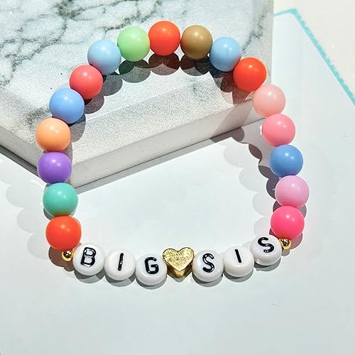 Image of Fuqimanman2020 Big Sister Bracelet Colorful Little Sister Bracelet Letter Beads Bracelet for Sister Jewelry Gift