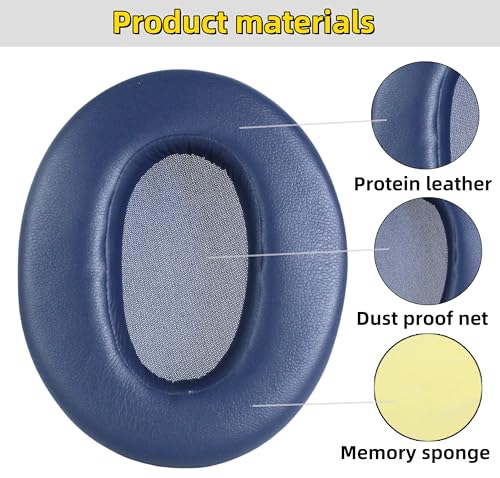 WH-XB910N Earpads para auriculares Sony WH XB910N Extra Bass - Azul | Almohadillas de cuero de proteína con espuma viscoelástica, repuesto para auriculares con cancelación de ruido miniatura 4